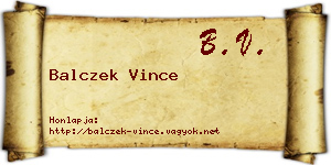 Balczek Vince névjegykártya